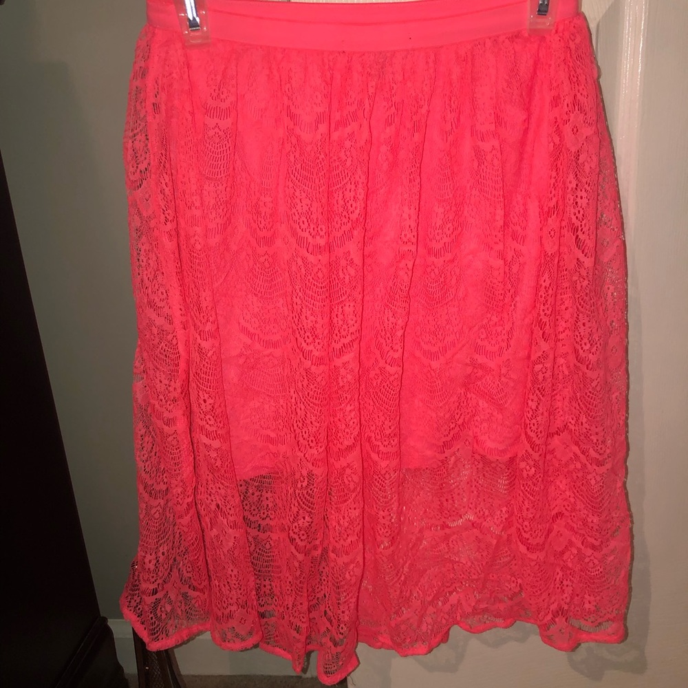 Bright Pink Sheer Lace Skirt